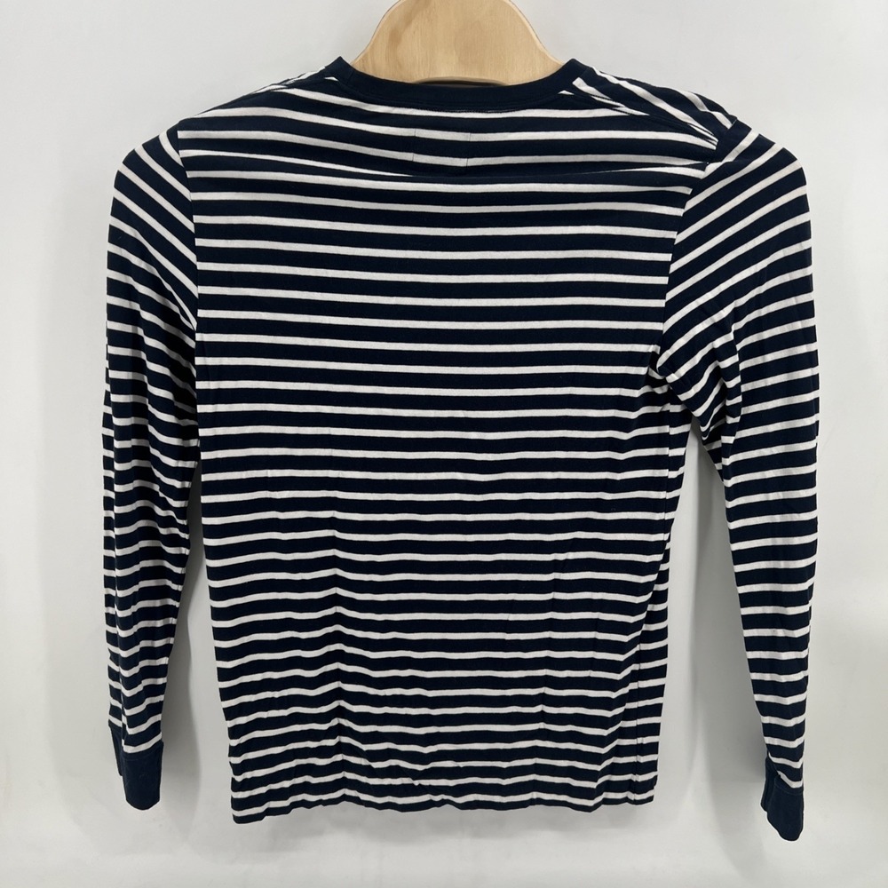 Abercrombie & Fitch Shirt Mens Medium Blue White Striped Long Sleeve Pocket Logo - Picture 4 of 8